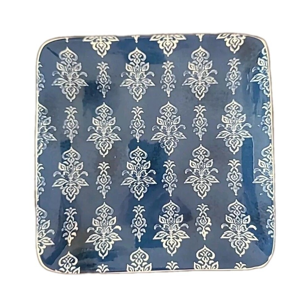 Pier 1* Gudari 8 1/2" Blue And White Ironstone Square Plate